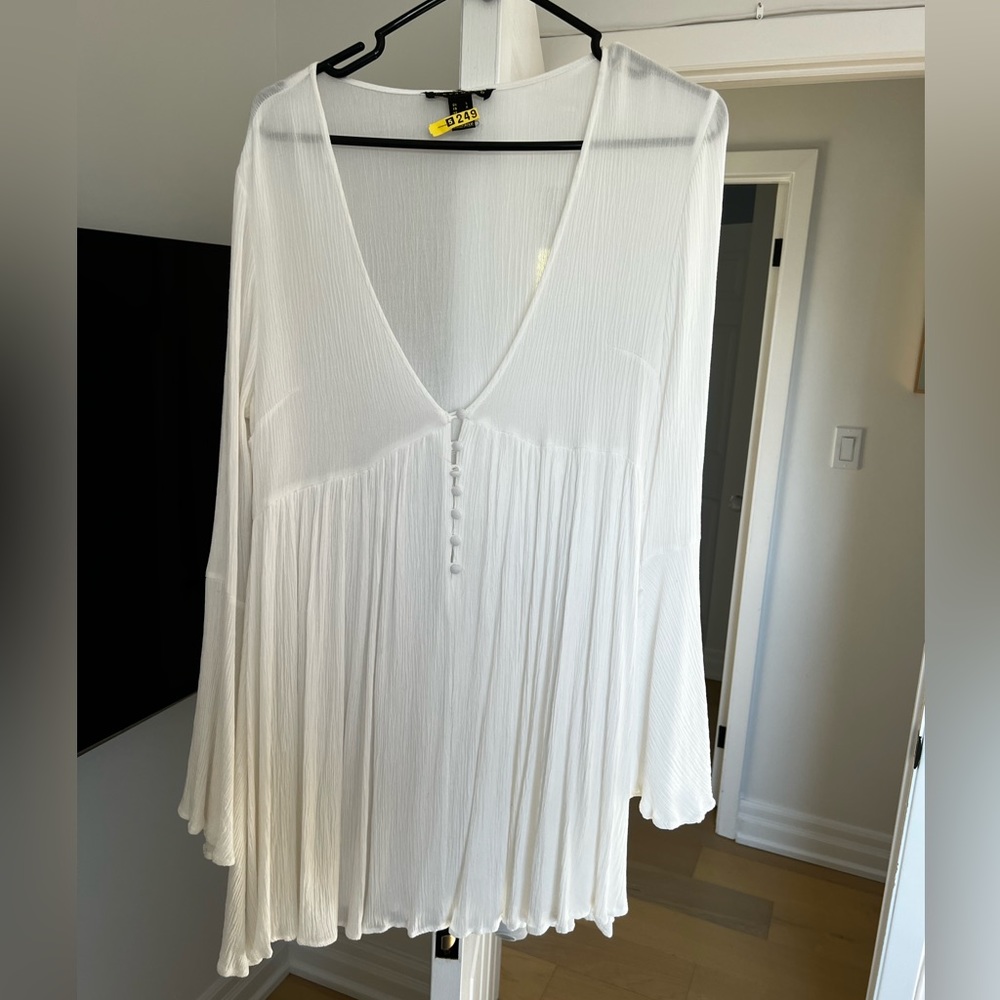 Flows white button up dress